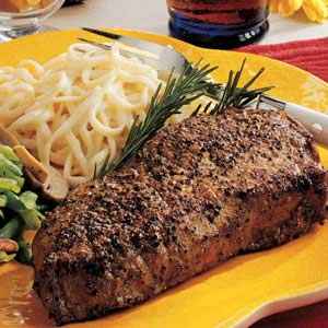 Peppercorn Encrusted Steaks with Ginger and Basil